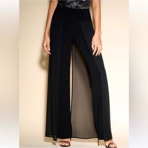 JOSEPH RIBKOFF PALAZZO Chiffon Overlay Wide Leg Pants